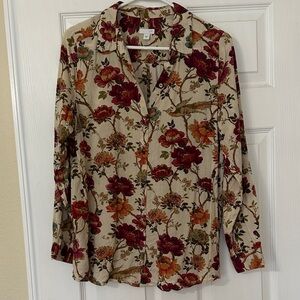 J. Jill Multicolor Floral Button-Down Shirt